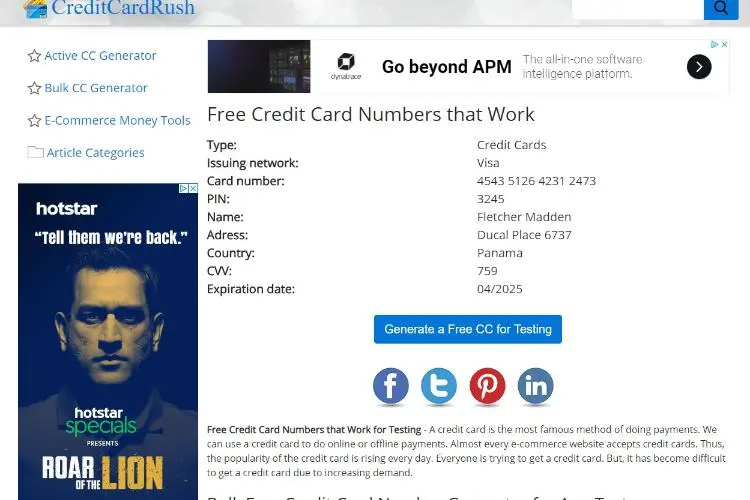 For sites dating credit card numbers fake No Sign